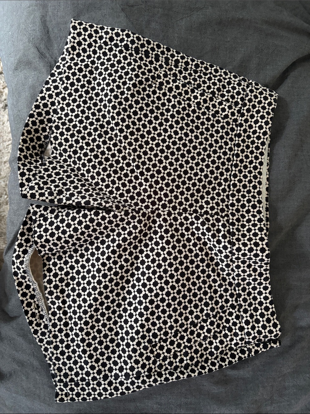 J. Crew Black and White Mini Skirt with Geometric Print